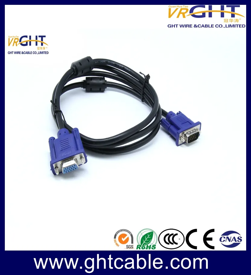 1.5m High Quality Male-Male 3+4/3+6 VGA Cable for Monitor/Projetor (J002)