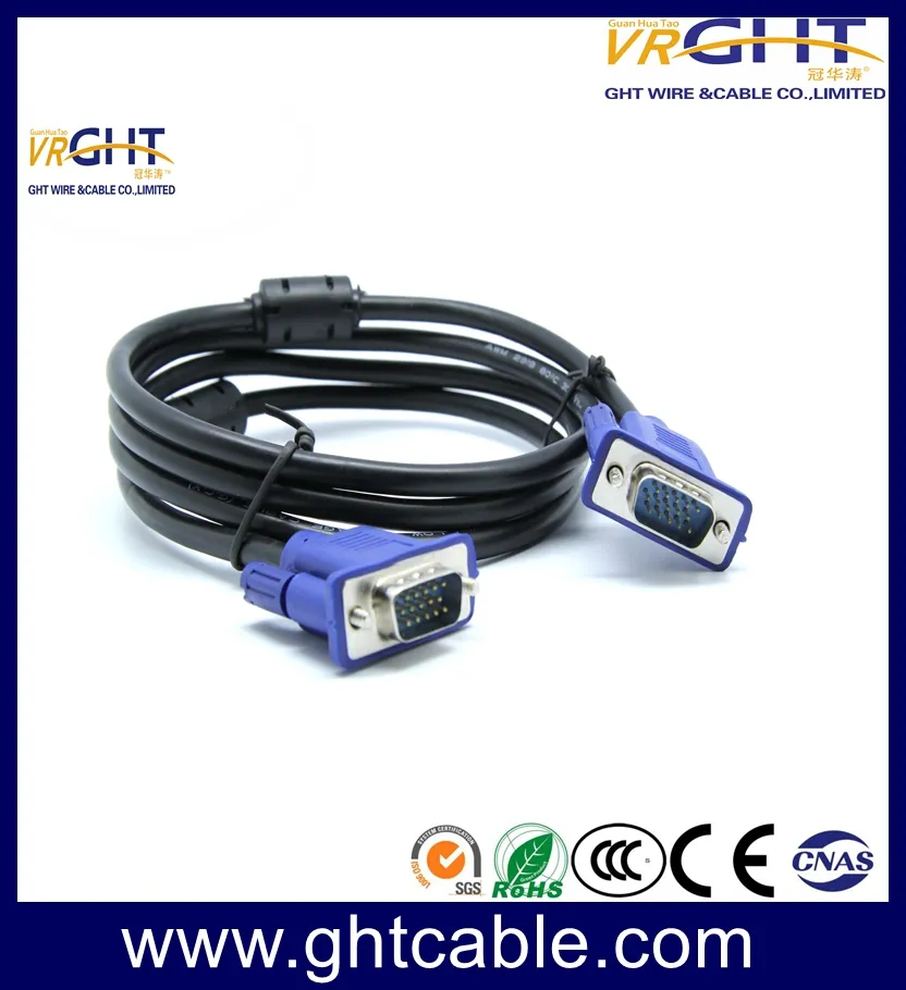 1.5m High Quality Male-Male 3+4/3+6 VGA Cable for Monitor/Projetor (J002)