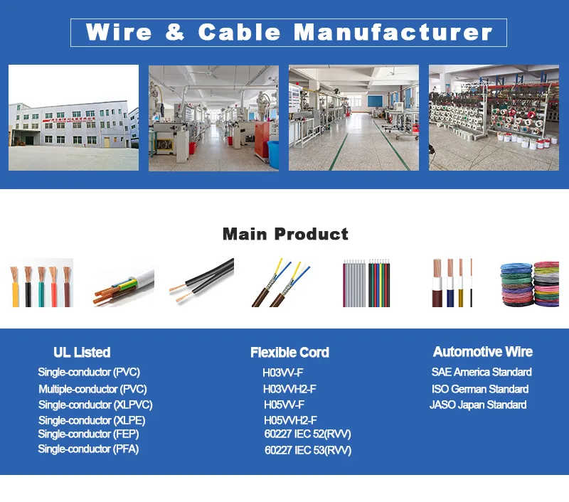 105 Degrees 20AWG 300V PVC Insulation Electric Wire Cable