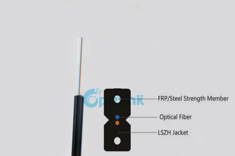 2 Core G657A1 LSZH Figure 8 FTTH Drop Wire Cable FRP Strength Anatel Certified