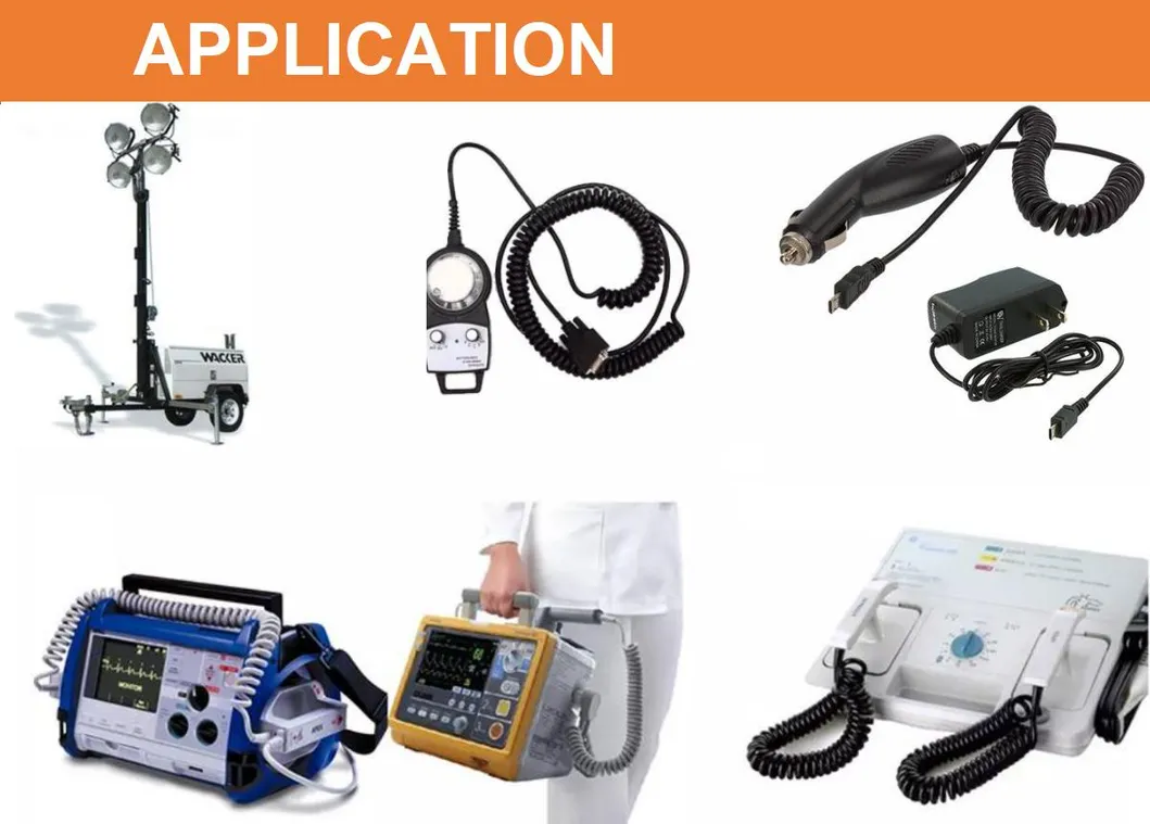 2X1mm2 Electrical Non Shielded Coil Cable Retractable Power Cords Power Curly Cable