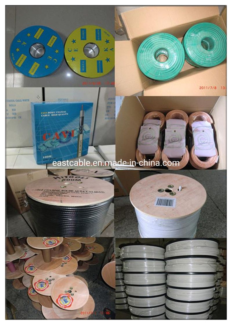 305m Rg59 Rg58 RG6 with Power CCTV Camera Rg59 2c Siamese Coaxial Communication Cable Rg59 2DC 1000FT Black White 2*0.75mm/0.5mm2 3/4/2 in One Cable