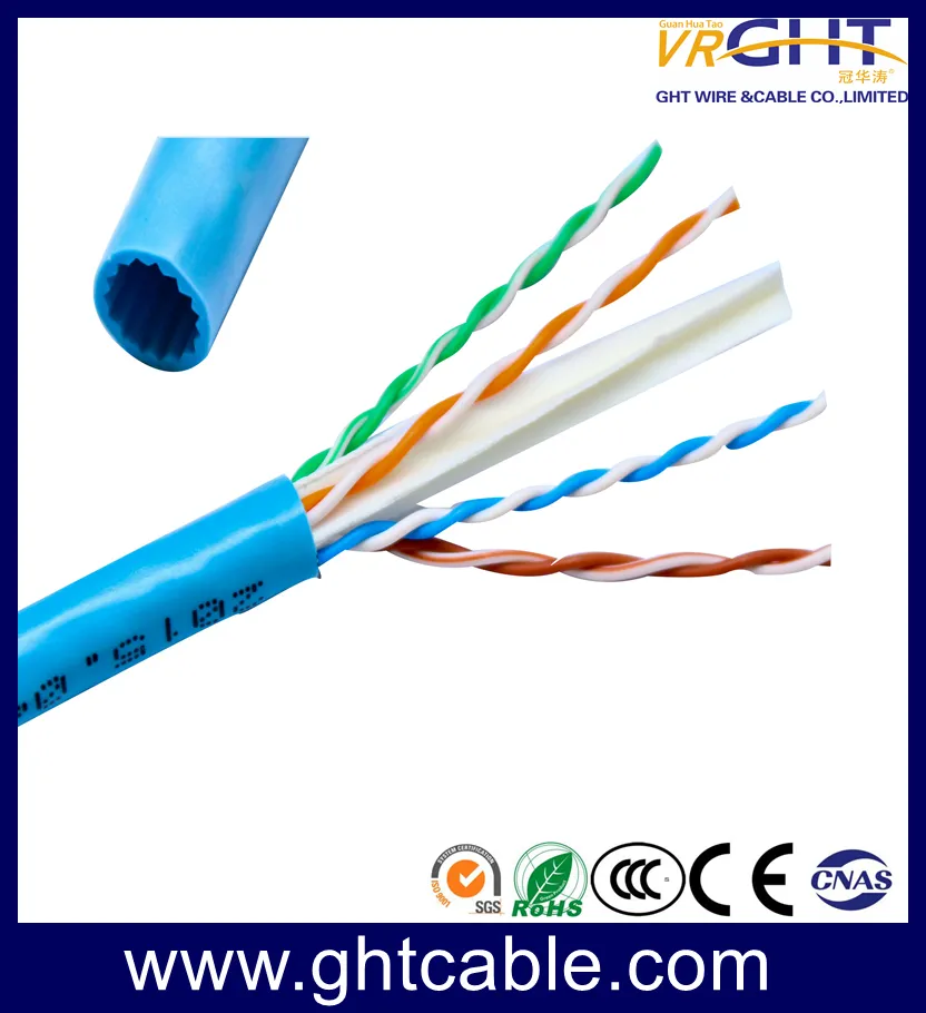 4X0.5mmcca+0.9mm PE+Cross+6.0mm Grey PVC Indoor UTP Cat6e LAN Cable/Network Cable