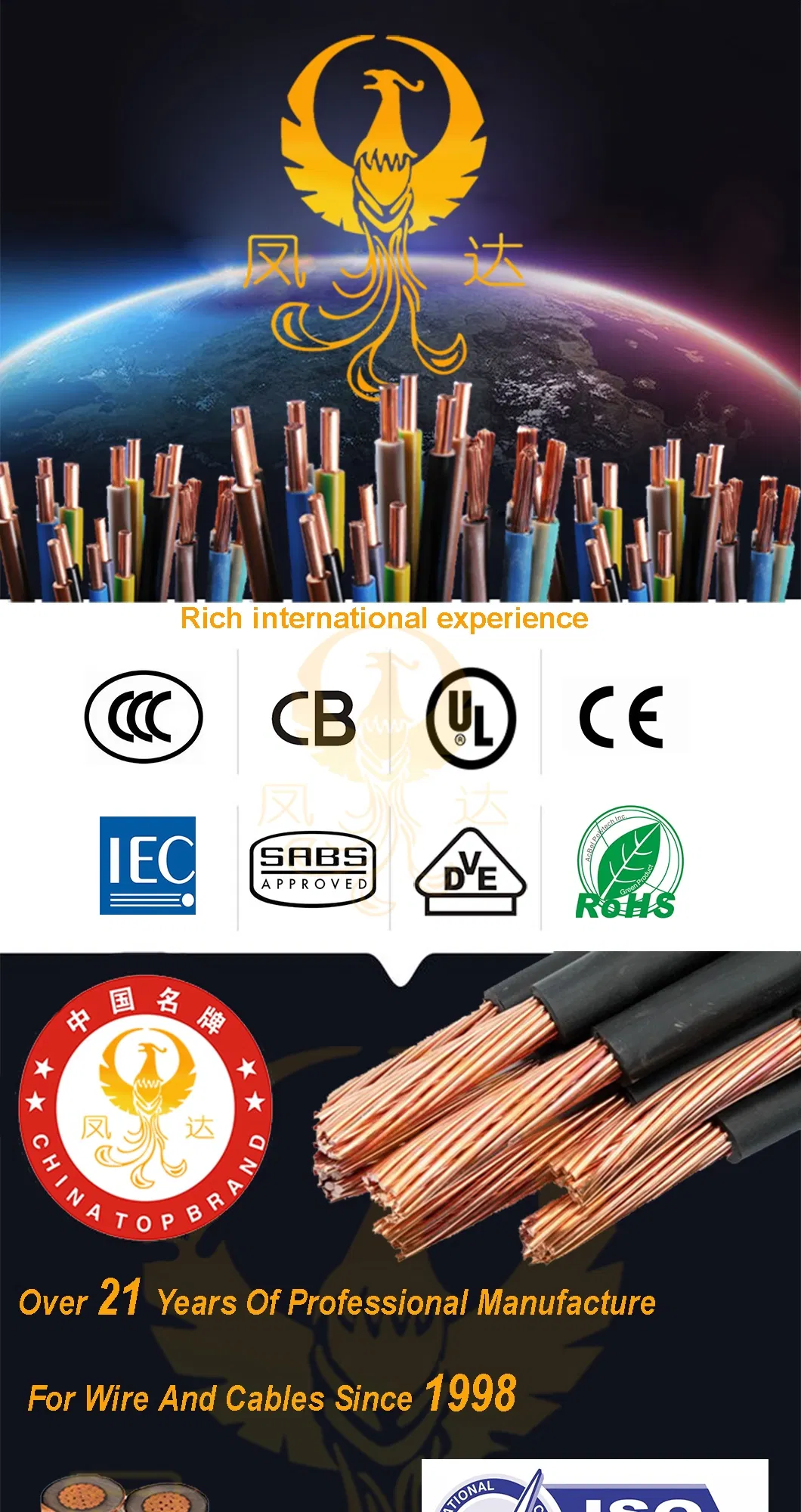 Australian Standard (MV) 3.8/6.6kv Three Core Individual Screened & XLPE/Epr Insulated PVC Sheathed (Cu Conductor) Industrial Power Cables