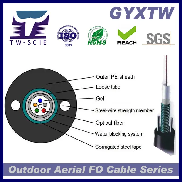 GYXTW53 Outdoor G. 652D 6 Core/12 Core/24 Core Optical Fiber Cable