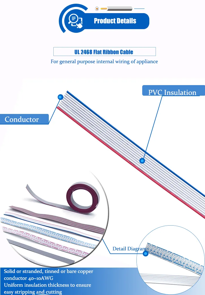 Hot Sale Transparent Red Black Color Optional Wire 16AWG UL2468 Speaker Audio Computer Cable PVC Cable Insulated Copper Wire Control Power Wire Tinned Cable