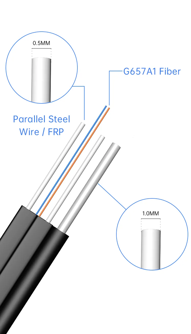 Indoor Outdoor G. 657A2 LSZH Single Mode Anatel Fiber Optic Drop FTTH Cable