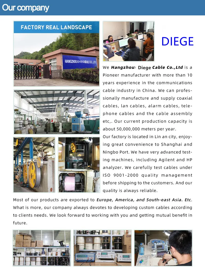 OEM Coaxial Cable Siamese RG6/Rg59 with 2c CCA Power Cable CCTV Camera Cable