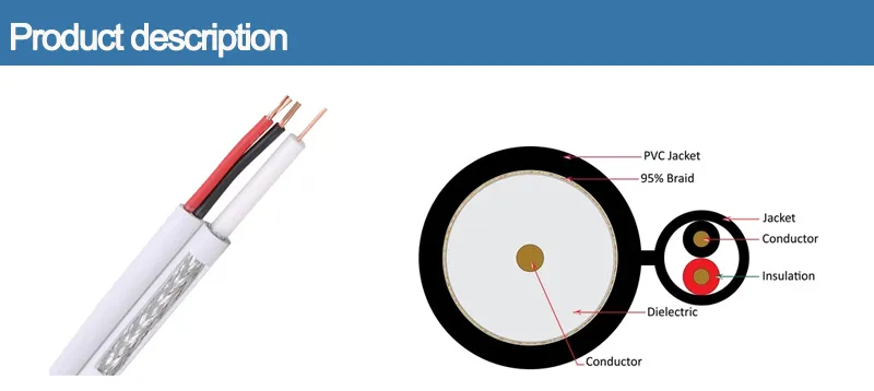 OEM Coaxial Cable Siamese RG6/Rg59 with 2c CCA Power Cable CCTV Camera Cable