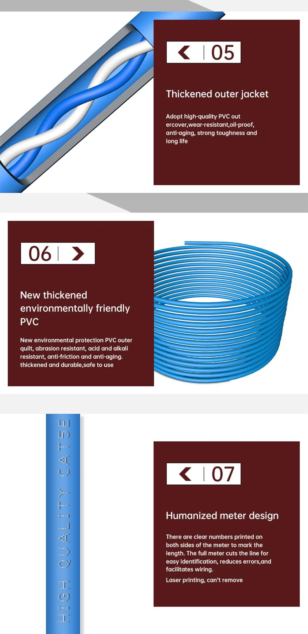 UTP Cable CAT6 305m Manufacture Price Cabo CAT6 High Quality Internet Cable Customizable LAN CAT6 CCA Cable